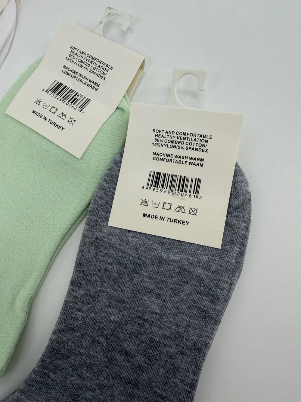ALO Yoga  Crew Socks Pack – Cream, White, Mint, Gray with Accent Stripes 5 Pairs